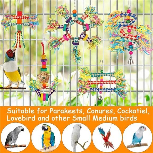 5PCS Bird Toys Bird Shredding Foraging Toys Hanging Parakeet Toys, Bird Chew Toy - Picture 7 of 8
